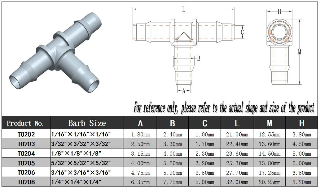 Plastic 1/16 Inch 1.6mm Hose Barb Air Water Dispenser Tee Union T-Shaped Joint Splicer 3 Ways Coupler Rubber Tube Pipe Fittings